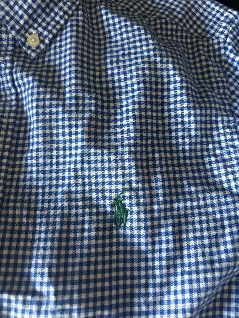 Ralph Lauren Blue & White Gingham Button-Down Shirt